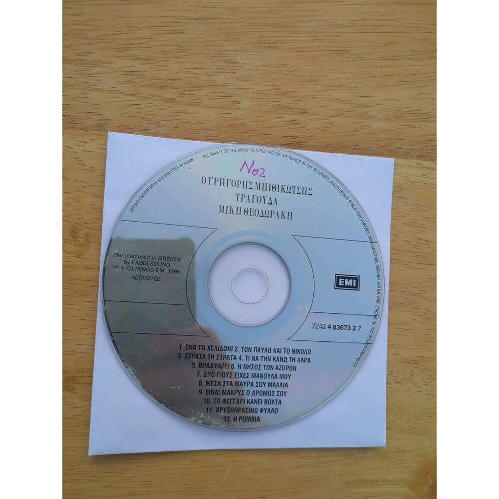 GREGORIS BITHIKOTSIS SONG BY MIKI THEODORAKI Disc Only